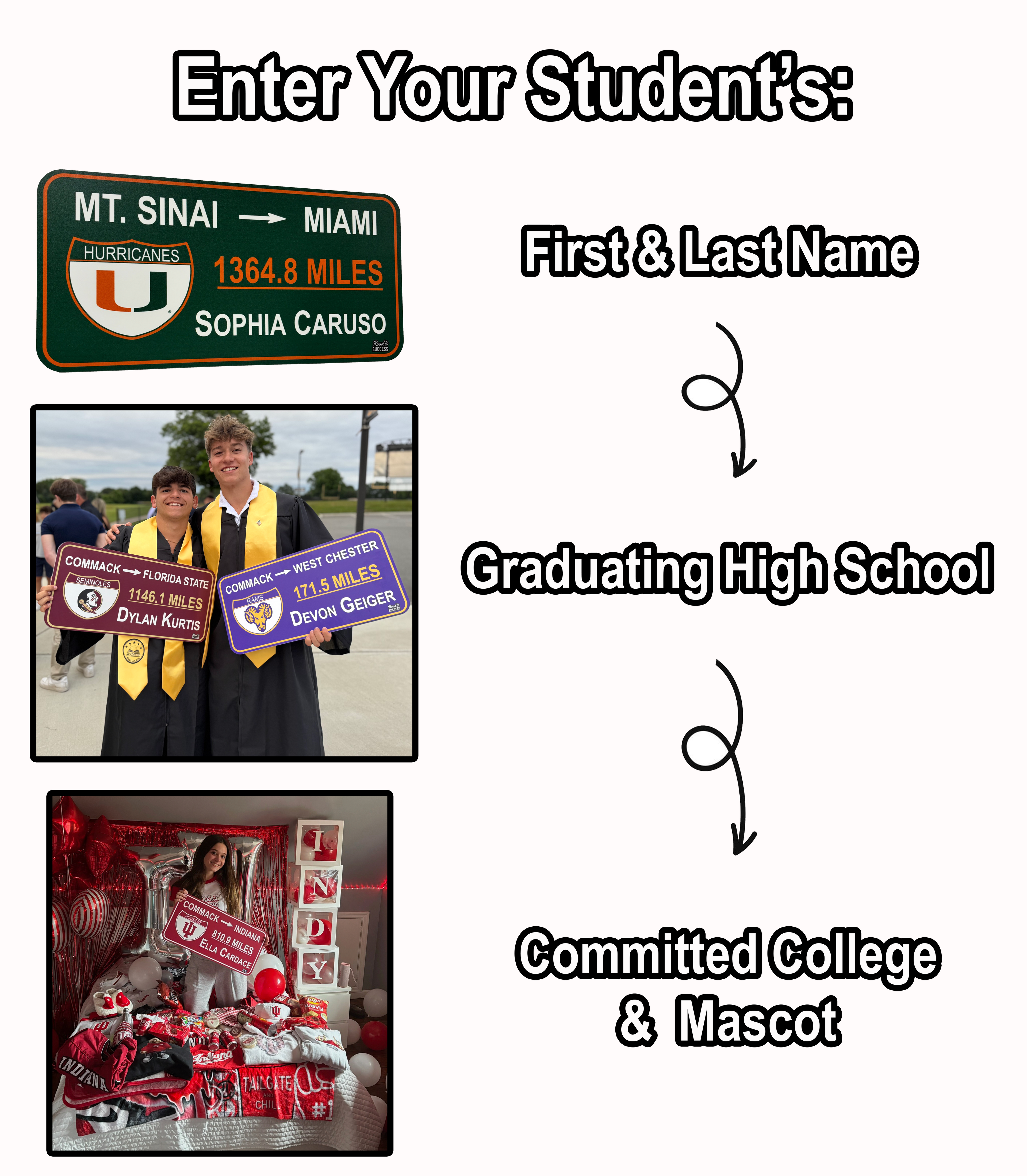 Custom College Road Sign - Regular Size